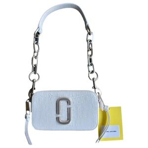 Marc Jacobs Croc-Embossed White Leather Snapshot Shoulder Bag SS24